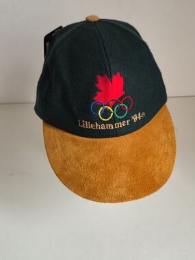 Lillehammer '94 Embroidered Olympic Cap in Dark Green and Tan